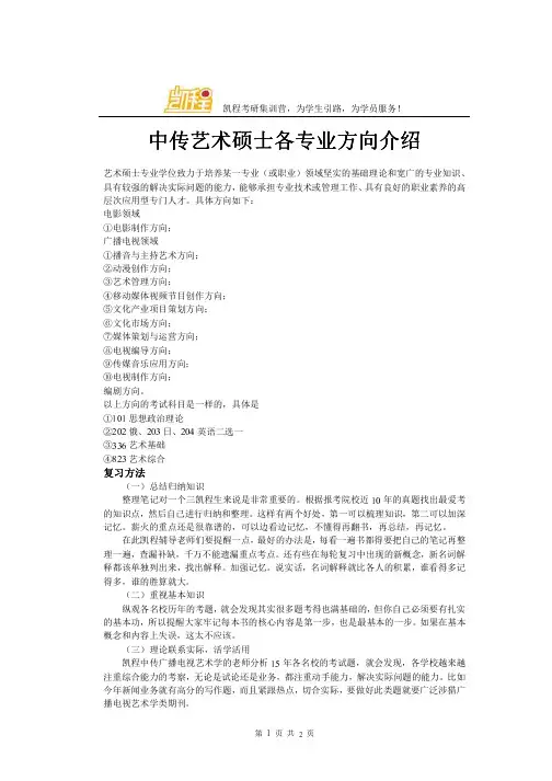 中传艺术硕士各专业方向介绍