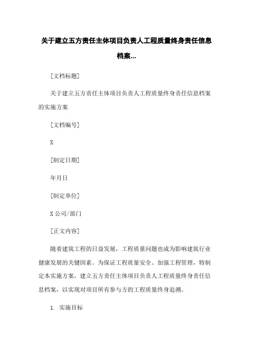 关于建立五方责任主体项目负责人工程质量终身责任信息档案...