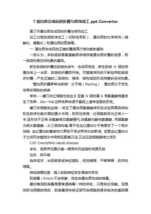 7蛋白质合成后的折叠与修饰加工.ppt.Convertor