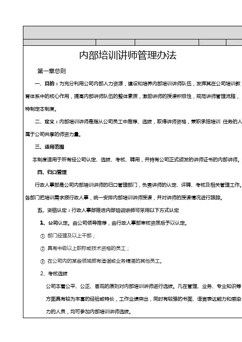 内部培训讲师管理办法