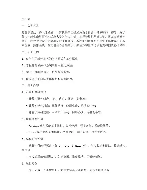 大一计算机实践实训报告(2篇)