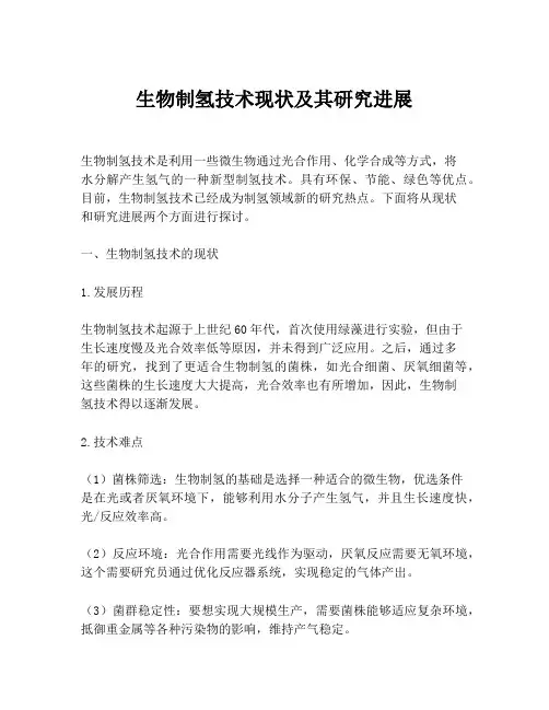生物制氢技术现状及其研究进展