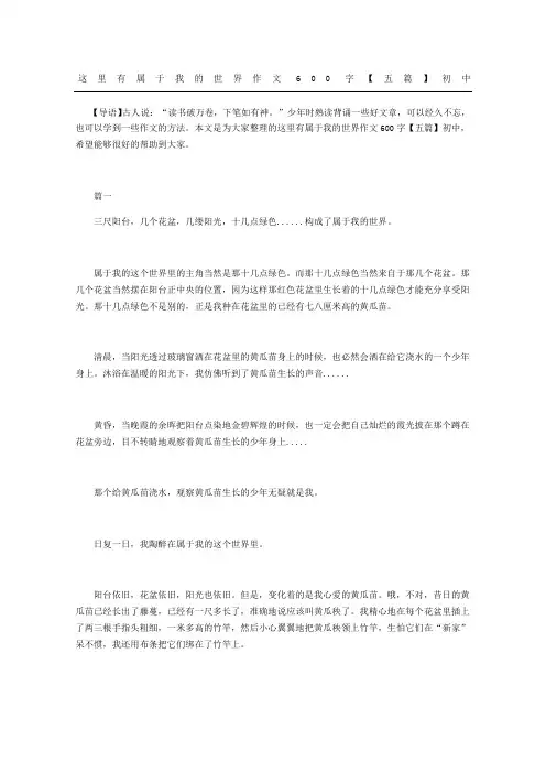 这里有属于我的世界作文五篇初中