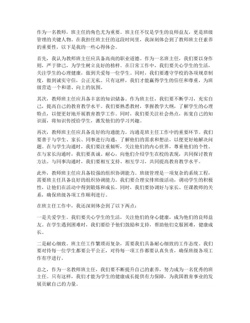 教师班主任素养心得体会