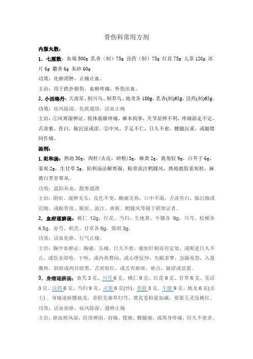 骨伤科常用方剂