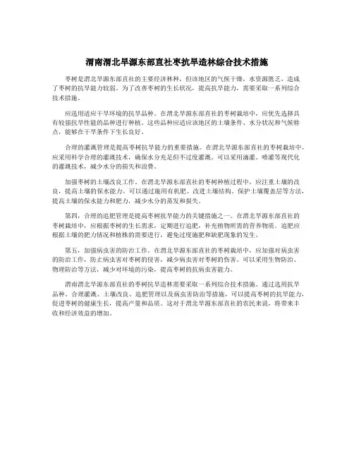 渭南渭北旱源东部直社枣抗旱造林综合技术措施