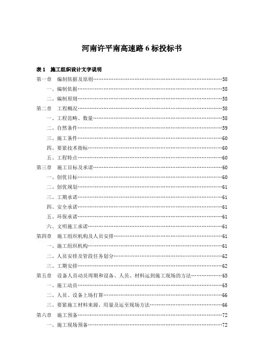 河南许平南高速路6标投标书