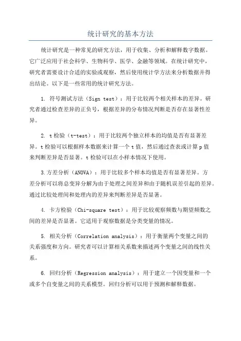 统计研究的基本方法