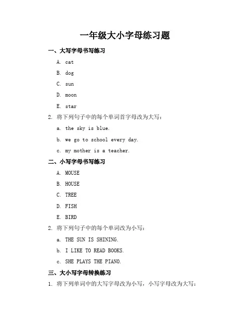 一年级大小字母练习题