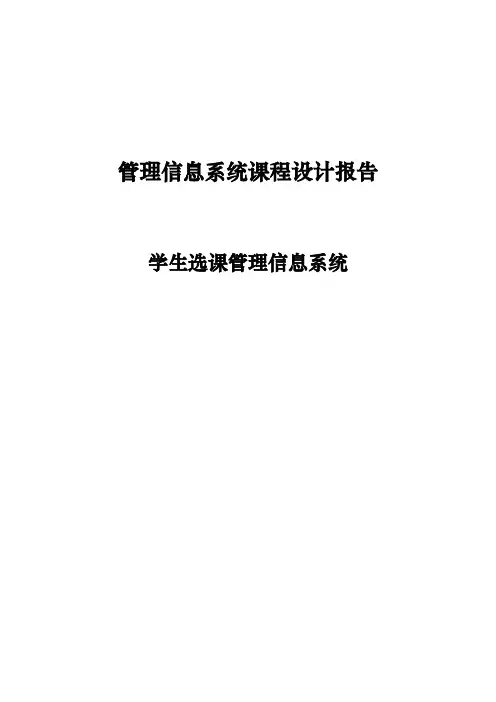 管理信息系统课程设计报告报告