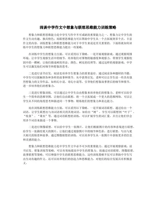 浅谈中学作文中想象与联想思维能力训练策略
