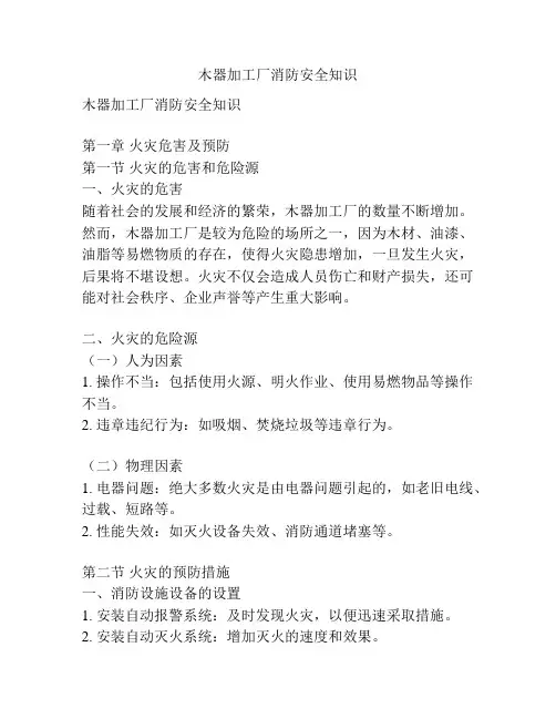 木器加工厂消防安全知识