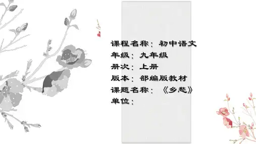 人教部编版语文九年级上册3《乡愁》课件(共18张PPT)