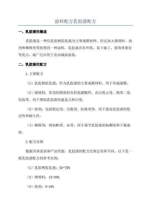 涂料配方乳胶漆配方