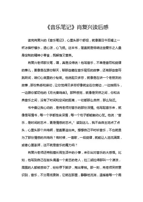 《音乐笔记》肖复兴读后感