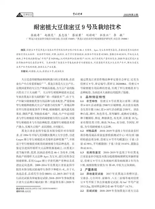 耐密植大豆佳密豆9号及栽培技术