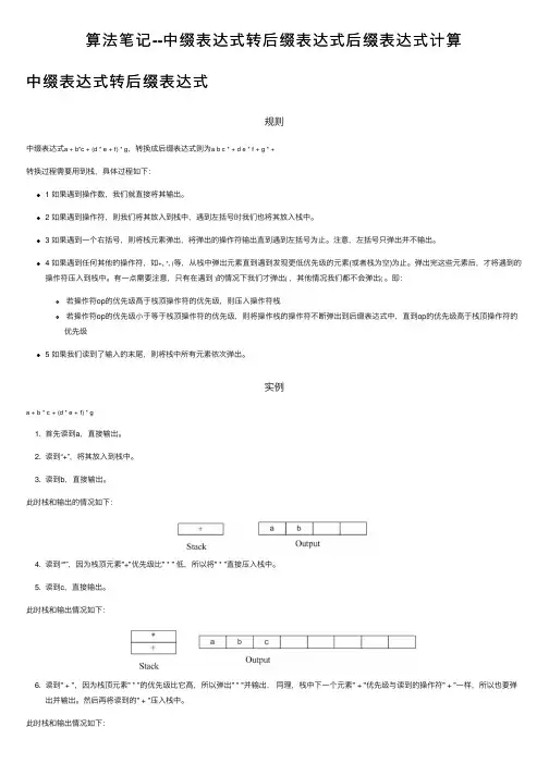 算法笔记--中缀表达式转后缀表达式后缀表达式计算