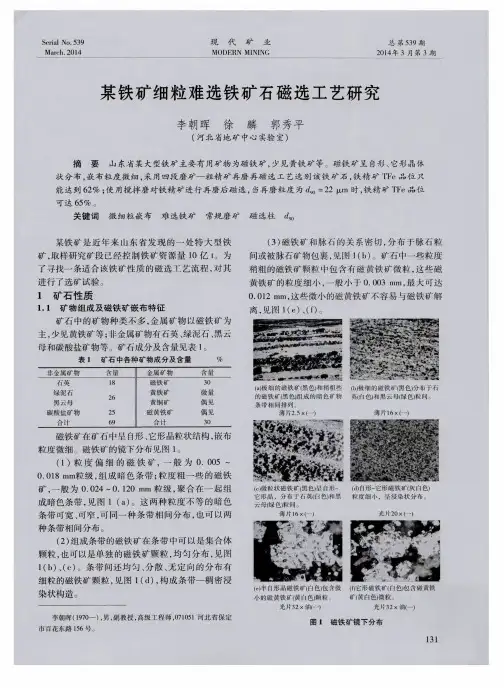某铁矿细粒难选铁矿石磁选工艺研究