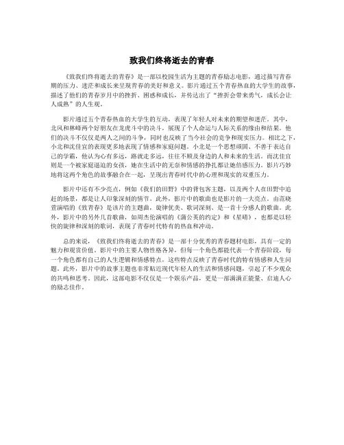 致我们终将逝去的青春