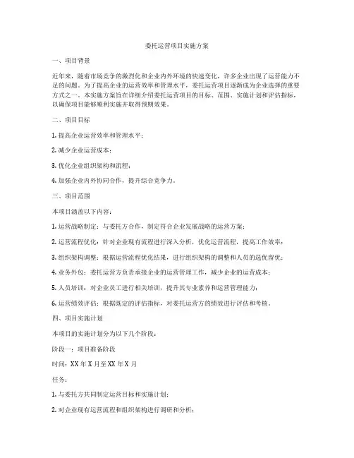 委托运营项目实施方案