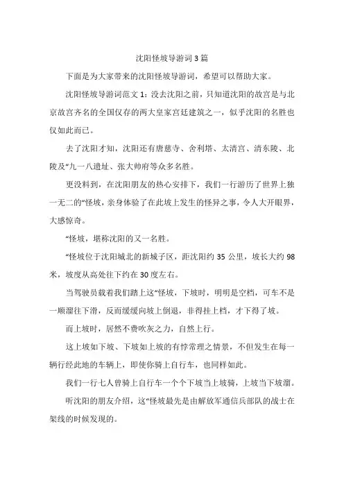 沈阳怪坡导游词3篇