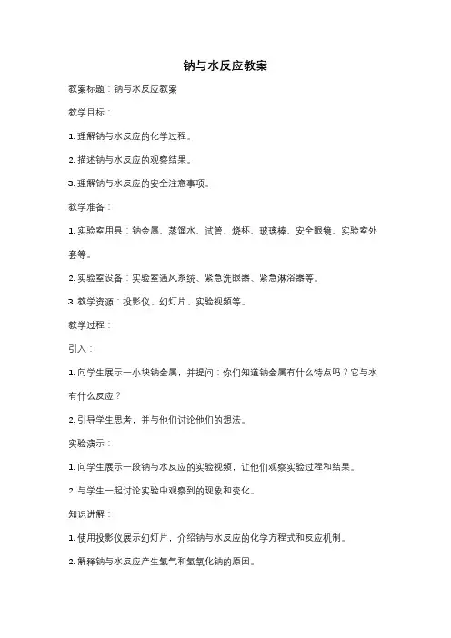 钠与水反应教案