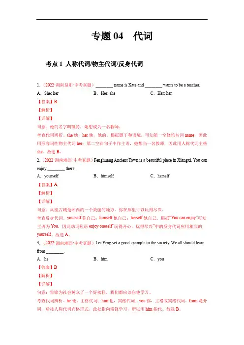 专题04 代词中考英语真题分项汇编 (解析版)