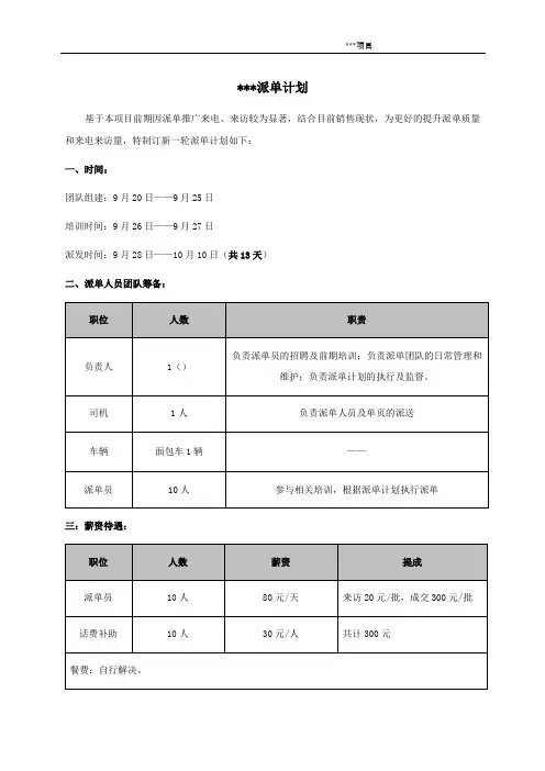 房地产派单计划