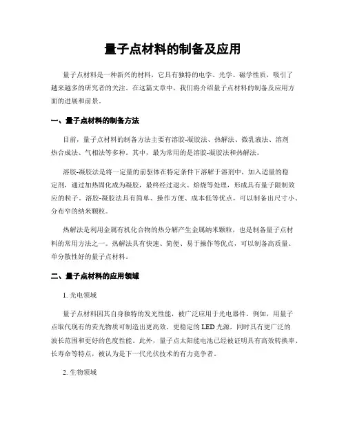 量子点材料的制备及应用