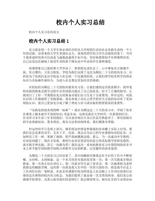校内个人实习总结