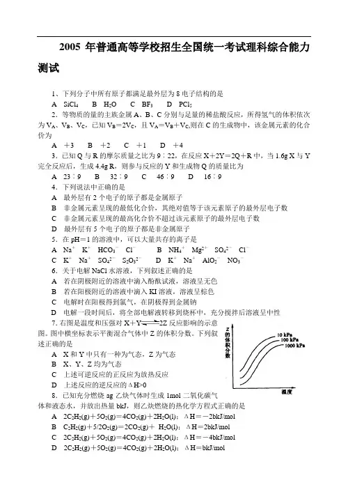 2005高考理综全国卷
