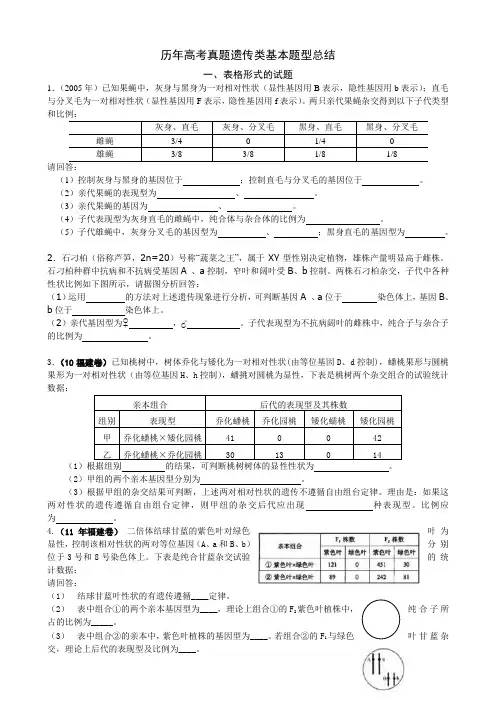 历年高考真题遗传题经典题型分类汇总(含答案)