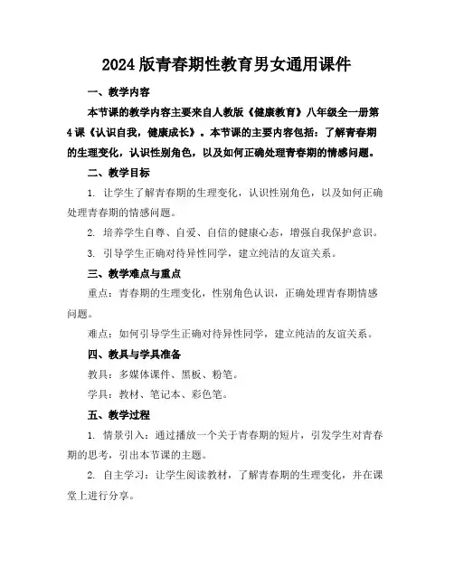 2024版青春期性教育男女通用课件