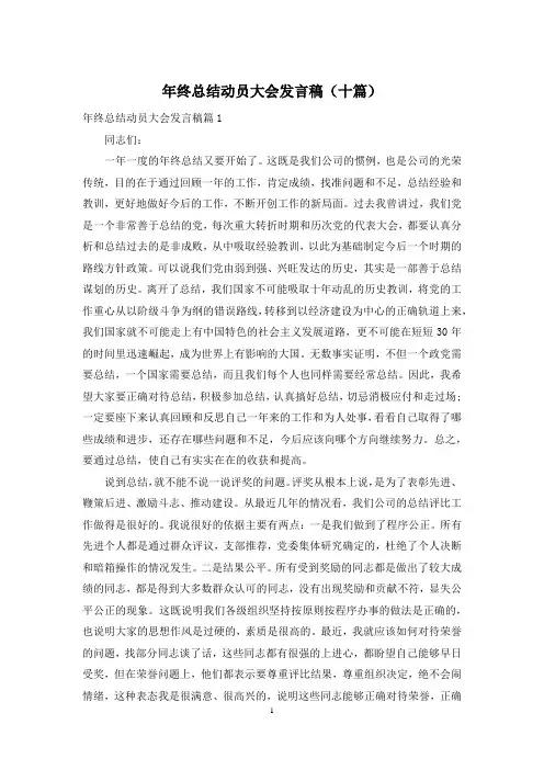 年终总结动员大会发言稿(十篇)