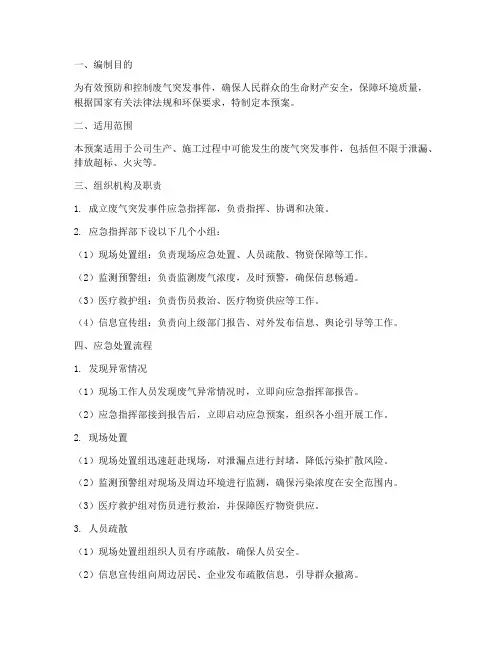 废气突发事件专项应急预案