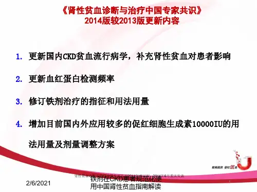 铁剂在CKD患者规范化使用中国肾性贫血指南解读培训课件