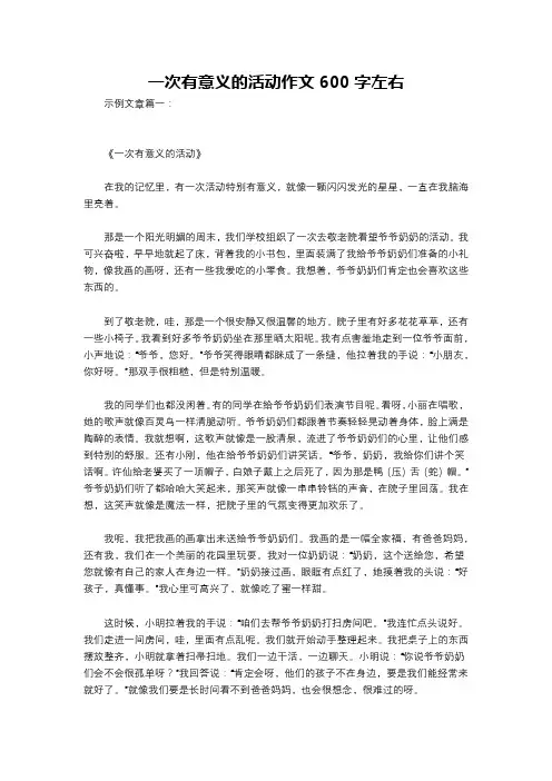 一次有意义的活动作文600字左右