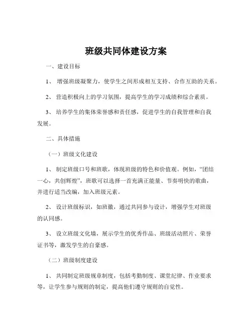 班级共同体建设方案