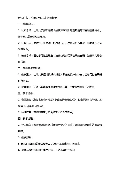 音乐打击乐拔根芦柴花大班教案