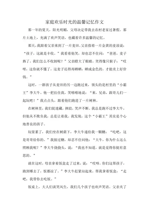 家庭欢乐时光的温馨记忆作文精选10篇