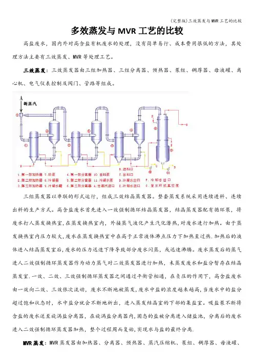(完整版)三效蒸发与MVR工艺的比较