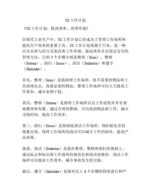 5S工作计划