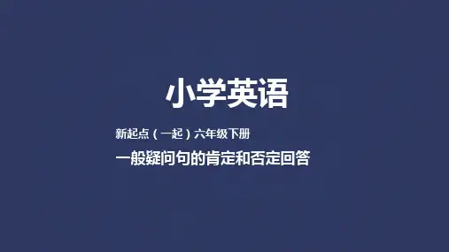 一般疑问句的肯定和否定回答