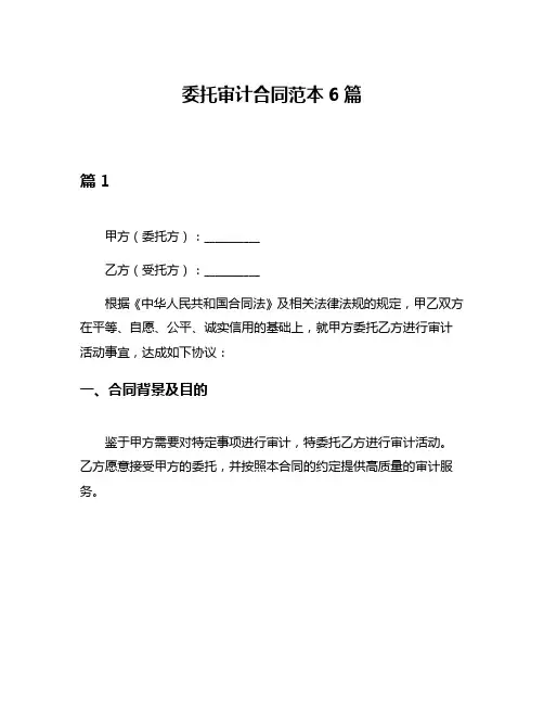 委托审计合同范本6篇