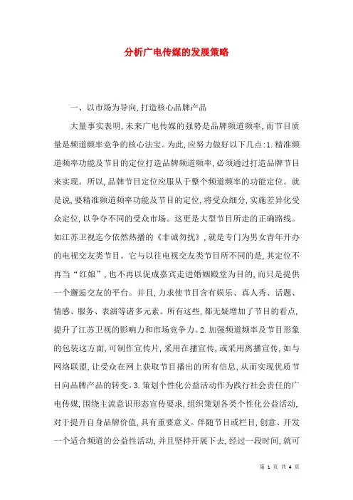分析广电传媒的发展策略