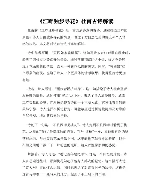 《江畔独步寻花》杜甫古诗解读