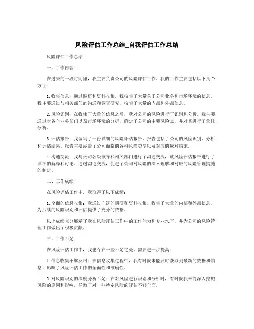 风险评估工作总结_自我评估工作总结