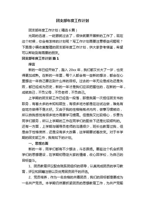团支部年度工作计划