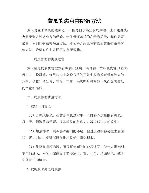 黄瓜的病虫害防治方法