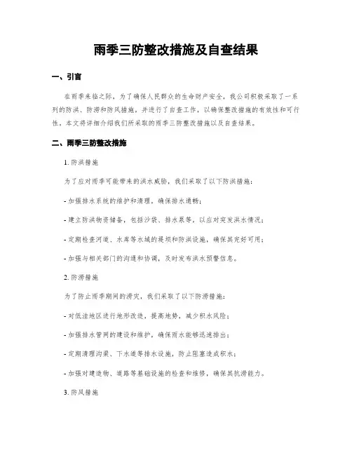 雨季三防整改措施及自查结果